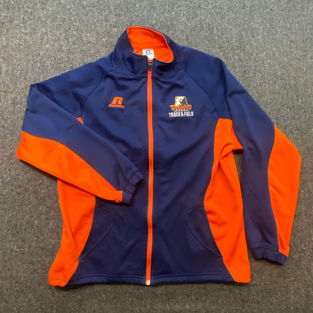 Russell Athletic Morgan State Mens M Blue Orange Track &‎ Field Full Zip Jacket